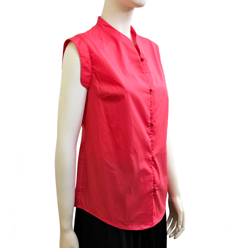 Almost Sleeveless Cotton Blouse, Cerise