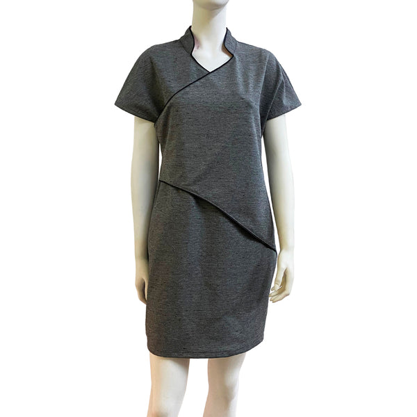 Cross Panel Block Dress, Grey